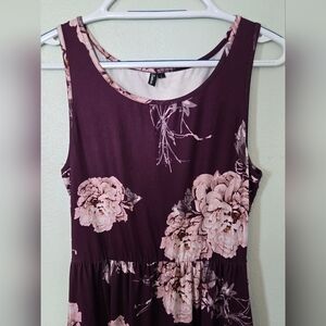 Zattcas | Maroon Floral Tank Maxi Dress Size Large